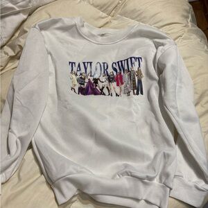 Taylor Swift White Graphic Women's Sweater